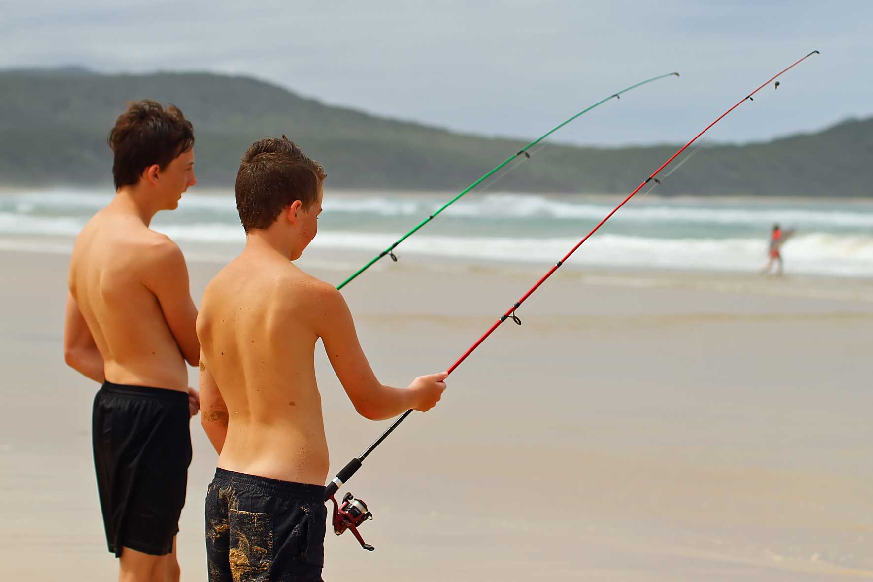 Fishing from the beach at South Durras